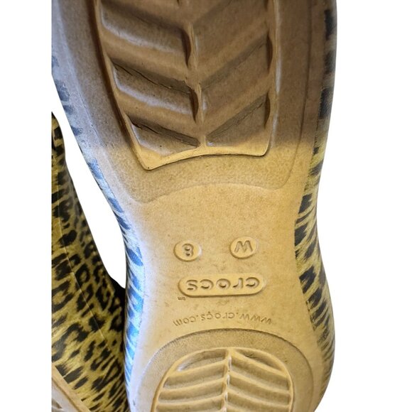 Leopard Print Crocs Womens Flats W8 Iconic Comfort Slip-On Shoes - Picture 7 of 8